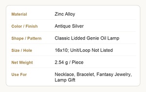 Magische Wunderlampe Anhänger 3D Antik Silber Zinklegierung Aladdin Wunschtopf für Märchen-Cosplay-Requisite - Product Image 3