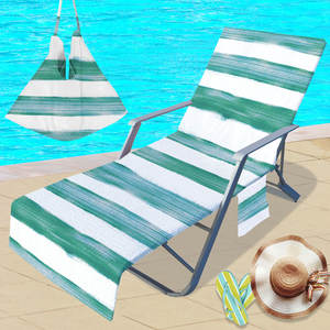 Couverture de serviette de chaise longue en microfibre imprimée en 3D pour <span class=keywords><strong>piscine</strong></span> et jardin <span class=keywords><strong>d</strong></span>'hôtel Couverture de chaise de plage rayée avec poches latérales Serviette de plage - Product Image 4
