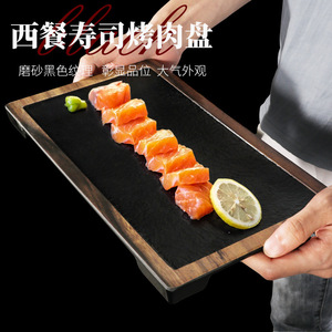 <b>Black</b> Melamine Flat <b>Plate</b> Rectangle Restaurant Steak Pizza Serving Tray Commercial Use - Product Image 3