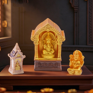 เรซิ่นไมโครแลนด์สเคป ตุ๊กตาพระพิฆเนษอินเดีย น่ารัก ตกแต่งด้วยเม็ดไม้ DIY ของตกแต่งขนาดเล็กสำหรับตั้งโต๊ะ - Product Image 3