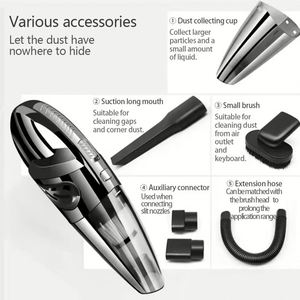 Accessoires de voiture, aspirateur portatif sans fil puissant à aspiration cyclonique, rechargeable, sec et humide - Product Image 2