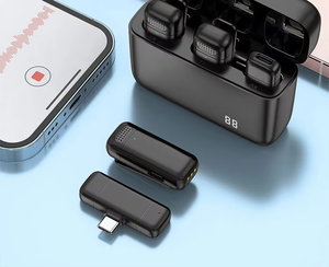 Có thể sạc lại C không dây condenser Lavalier Microphone kênh kép thông minh tiếng ồn hủy bỏ đối với DSLR máy ảnh vlogging sống - Product Image 4