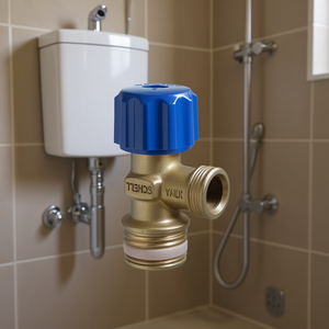 Grifo de cierre para cisternas empotradas, latón, 11,5 cm de longitud, con perilla azul - Product Image 3