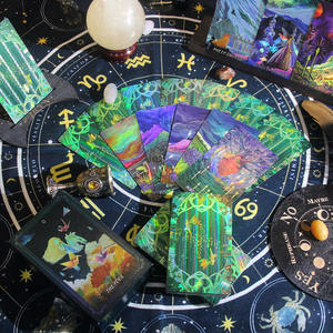 Kartu <span class=keywords><strong>Tarot</strong></span> Foil Hijau Berkualitas Tinggi 80 Kartu, Kartu <span class=keywords><strong>Tarot</strong></span> Holografik, Set Kartu dan Buku <span class=keywords><strong>Tarot</strong></span> untuk Pemula - Product Image 6