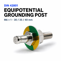 Poste de Puesta a Tierra Equipotencial DIN 42801 M6x1 Niquelado con Arandela Verde-Amarilla 30/35/40mm para Equipos Médicos
