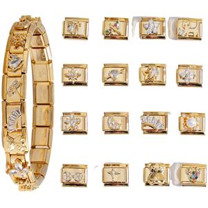 Modular Gold Charm Bracelet With Zircon Stones Unisex Fashion Jewelry Accessory Chain - Product Image 1