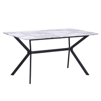 Ensemble de table à manger moderne en MDF avec 6 chaises, style classique, 8 places, table à manger de luxe avec placage en papier marbré