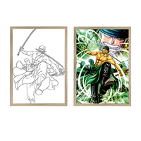 Peinture Murale Lumineuse LED One Piece de Haute Qualité, Lampe Décorative Luffy avec Cadre, Paysage Subjectif, Peinture Légère Anime
