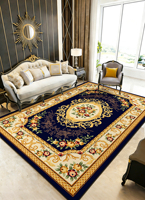 Tapis vintage bohème bleu de style européen pour tapis de salon, tapis doux personnalisé antidérapant, décoration de luxe pour la maison