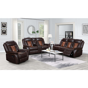 Ensemble de canapé inclinable moderne en cuir noir avec <span class=keywords><strong>causeuse</strong></span> manuelle extensible et cadre en bois inclinable pour le salon - Product Image 2
