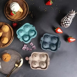 Molde de silicona para cubitos de hielo de 4 cavidades, molde de silicona para cubitos de hielo con forma de bola grande, bandeja redonda para cubitos de hielo con tapa, molde para Hacer bolas - Product Image 2