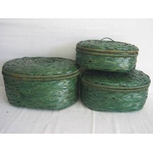 Juego de cesta de almacenamiento de ropa de bambú redonda hecha a mano de Vietnam tejido ecológico con forro de algodón artesanías de bambú - Product Image 2
