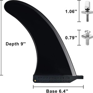 Aileron de surf LCO-SPORT 23cm noir en fibre de nylon renforcée, aileron simple pour longboard et paddleboard - Product Image 4