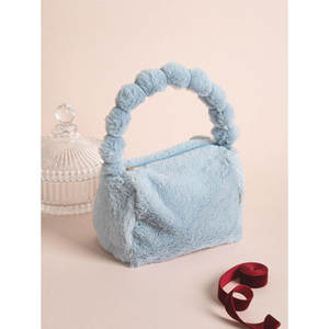 Bolso informal azul ODM con asa de nube bordado Deco lazos correas borlas letras para niños - Product Image 1