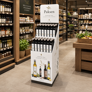 Corrugated Cardboard Floor Display <b>Stand</b> for Olive Oil Bottles Supermarket Retail POS Display - Product Image 2