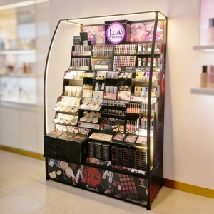 Vitrine de présentation de maquillage sur mesure, robuste, avec éclairage LED, en métal, pour salon et magasin de maquillage - Product Image 1