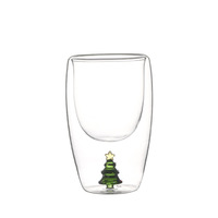 Verres à vin sans pied 3D de Noël en verre artistique, motif Père Noël, verrerie de luxe en relief pour les fêtes, verre de Noël, décoration d'intérieur, cadeau