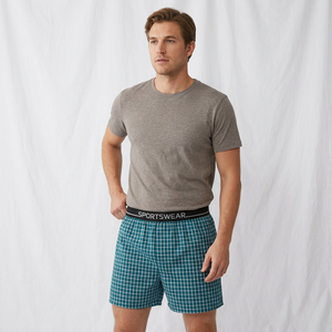 Tirupur Wholesale Cheap Breathable Eco-Friendly Cotton <b>Boxer</b> Shorts Woven Plaid Custom Elastic Poly Cotton Mens India Classic - Product Image 1