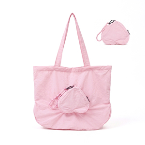 Bolsa de Compras Plegable de Nailon Rosa, Bolsa de Hombro Reutilizable con Bolsillo - Product Image 1