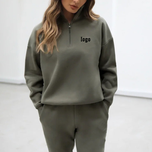 Felpe <span class=keywords><strong>con</strong></span> Cappuccio Oversize <span class=keywords><strong>in</strong></span> Cotone e Poliestere di Alta Qualità <span class=keywords><strong>con</strong></span> <span class=keywords><strong>Zip</strong></span> 1/4 per Donna, Felpe Personalizzate all'Ingrosso - Product Image 6