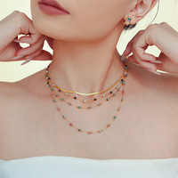 Collier en perles de pierre naturelle en titane, style doux et rétro, pour femmes, haut de gamme, exquis, tendance, design simple, idéal pour les fêtes