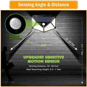 屋外100 LEDソーラーモーションセンサーPIR壁掛けランプ防水IP55Ledソーラーライト庭用 - Product Image 4