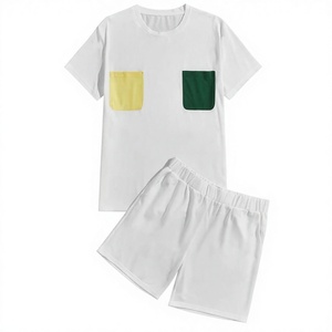 New Men's Summer Casual Shorts <b>Set</b> Short Sleeve T-Shirt Solid Tracksuit 2-Piece Breathable Cotton XOZEWEAR - Product Image 1