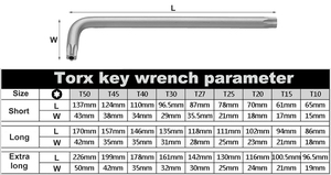 Chrome Steel 9pcs <strong>Torx</strong> L Key Wrench T10 T15 T20 T25 T27 T30 T40 T45 T50 Spanner Screw Driver <strong>Bits</strong> Card Package <strong>Set</strong> - Product Image 6