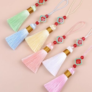 Two Tone Four Leaf Clover Tassel Pendant Decorative Ornament For <b>Bookmark</b> Phone Case USB Drive Gift Wholesale - Product Image 2