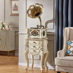 Mueble de Radio Tallado Ornamentado de Pie para el Hogar, con Tocadiscos de 3 Velocidades, Receptor BT Inalámbrico, Estilo Mueble Antiguo, Sistema de Audio - Product Image 2