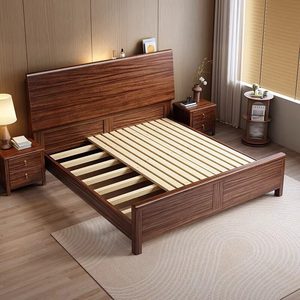 Modern Minimalist Solid Wood Bed 1.8m Storage Double Bed Rosewood Master Bedroom Furniture - Product Image 4