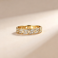 Bague en argent sterling S925 avec moissanite géométrique creuse de 0,67 CTW, pavée de pierres rondes, empilable, bijoux de mariage pour femmes