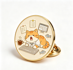Pin Esmaltado de Gato Adorable para Oficina, Insignia Redonda de Metal Artesanal, Regalo de Gato de Dibujos Animados para Escritorio - Product Image 4