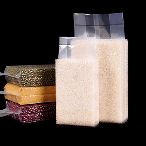 Custom Size 0.5 Kg Food Grade Pa Pe Disposable Fresh Transparent Corn Grains Nuts Vacuum Packaging Rice Brick <b>Bag</b> With Handle - Product Image 1