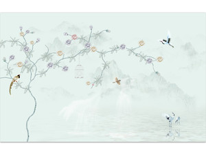 Zhenling — <span class=keywords><strong>papier</strong></span> <span class=keywords><strong>peint</strong></span> imprimé UV, tapisserie de style chinois, impression numérique, fleurs et <span class=keywords><strong>oiseaux</strong></span>, pour la décoration d'intérieur - Product Image 6