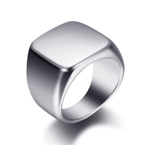 Factory Direct Sale Custom <b>Name</b> Engrave logo Stainless Steel square Signet Finger <b>Ring</b> - Product Image 4