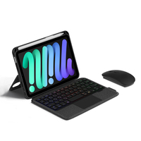 Pour Apple iPad mini 6 8.7 pouces pliable Type fendu tablette Bluetooth magique clavier étui arabe avec rétro-éclairage rvb