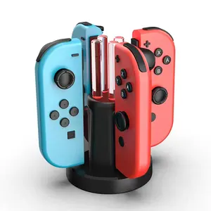 LED 4 In 1 untuk Joy Con Pengisi Daya untuk Nintendo Switch Joy-Con Pengisian Dasar Pengisi Daya Konsol Game Pengisian Soket Pegangan Konsol