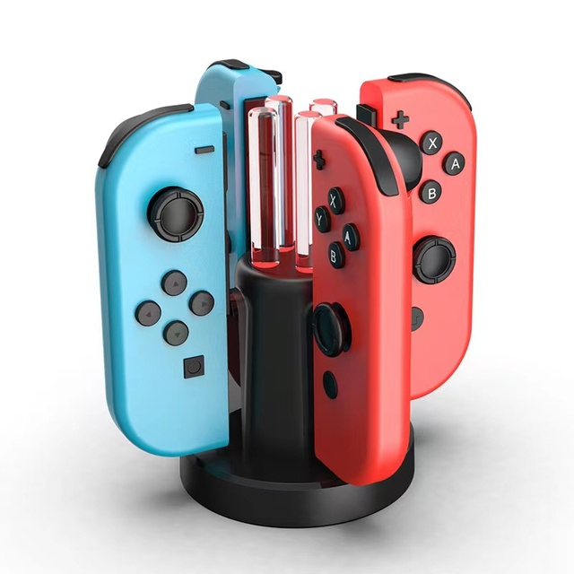 INNO 4 in 1 LED Joy-Con Charging Dock for for DS-2 OLED Gamepad with Charging Socket (Black)