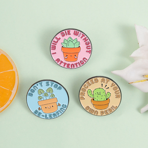 Épingles en émail 'Procédez à votre propre risque' - Broches amusantes en forme <span class=keywords><strong>de</strong></span> plantes succulentes et <span class=keywords><strong>de</strong></span> cactus en pot, badges <span class=keywords><strong>de</strong></span> revers, bijoux en gros - Product Image 2