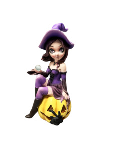 ฟิกเกอร์เรซิ่นรูปแม่มดที่สวยงามพร้อมลูกบอลแก้วสำหรับนั่งบนเหรียญ - Product Image 2