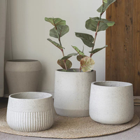 Vente en gros jardin maison balcon décoration plante pots de plantes succulentes logo personnalisé pots de fleurs en béton blanc en vrac