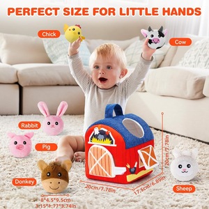 Boîte à jouets portable pour bébé, ferme miniature avec animaux de la ferme, jouet sensoriel Montessori pour enfants de 1 à 3 ans - Product Image 1