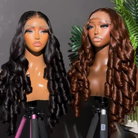 Wig rambut manusia keriting goyang wig India grosir harga rendah wig Frontal untuk rambut bayi transparan HD renda wig untuk WANITA HITAM