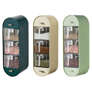 Kitchen 5 Compartment Seasoning Storage Boxes Set Plastic Seasoning Box Set Wall-Mounted <b>Spice</b> Box - Product Image 1