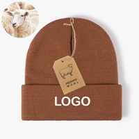Bonnets en laine mérinos doux et chauds avec broderie du logo de l'entreprise, chapeaux tricotés personnalisés pour l'hiver