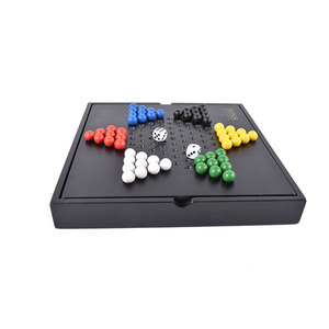 Classico gioco da tavolo di strategia nero in legno Ludo cinese <span class=keywords><strong>dama</strong></span> con 60 pz biglie - Product Image 4