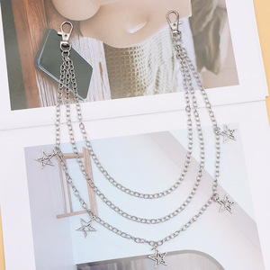 จี้รูปดาวสำหรับผู้หญิง สายโซ่คาดเอวโลหะ หลายชั้น สายโซ่ตกแต่งกางเกง สำหรับแฟชั่นสตรีทสไตล์ ใส่ได้ทุกวัน ทำจากโลหะผสมสังกะสี - Product Image 3