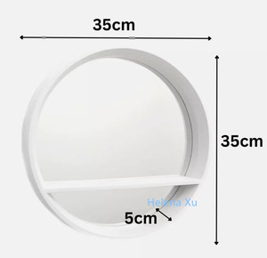 Espejo de pared redondo blanco y negro para decoración del hogar, ojo de buey, maquillaje, pasillo, Baño, Dormitorio, espejo colgante con estante - Product Image 3