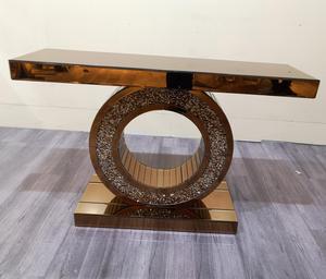 Factory Custom Modern Luxury Glass Crystal <strong>Gold</strong> <strong>Console</strong> <strong>Table</strong> with Mirror - Product Image 2